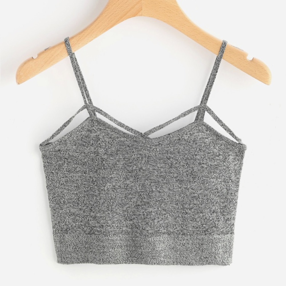 NEOT Gray Criss Cross Crop Top